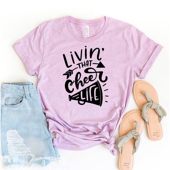 Living That Cheer Life T-shirt Christmas Shirt Football Mama Gift Game Day Tee Top Mom Shirts Tribe Sport Sports T-shirts Tees Funny For Fans