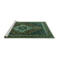 thumbnail image 2 of Ahgly Company Machine Washable Indoor Round Medallion Turquoise Blue Traditional Area Rugs, 5' Round, 2 of 4