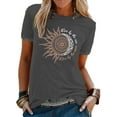 thumbnail image 1 of MAWCLOS Ladies Tops Sunflower Print T Shirt Short Sleeve Tee Fashion Work Crew Neck Top Dark Gray XL, 1 of 5