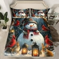 thumbnail image 2 of Manfei Christmas Snowman Twin Sheet Sets,Cardinal Bird Rabbit Twin Fitted Sheet,White Brown Red Flat Sheet For Girl Boys,Super Cozy Room Decor,3pcs, 2 of 7
