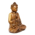 thumbnail image 3 of Wooden Serene Sitting Buddha "Vitarka Mudra" Statue Handmade Meditating Sculpture Figurine Home Decor Accent Handcrafted Art Modern Oriental Decor Size: 12" tall x 10" wide x 5" deep, 3 of 8