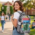 thumbnail image 3 of ZIATUBLES Zebra Tropical Flowers Print Clear Backpack Heavy Duty, Fabric & PVC Transparent Backpack with Front Pockets & Side Mesh, See Through Bookbag for School College Security, 3 of 7