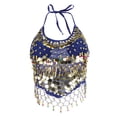 thumbnail image 2 of Trajes de Danza Del Vientre Halter Top Lentejuela Trajes de Rendimiento - Azul Los 26.5x40cm Sunnimix Top sin mangas para danza del vientre para mujer, 2 of 8