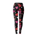 thumbnail image 3 of Conairie Warm Leggings For Women Valentine Heart Print Elastic High Waisted Yoga Trousers Velvet Cozy Soft Holiday Tummy Control Casual Tights, 3 of 3