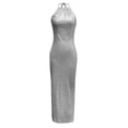 thumbnail image 3 of CAICJ98 Grande Taille Robes Femmes Sans Manches V Cou Split Soirée Longue Robe Argent L, 3 of 5
