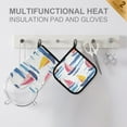 thumbnail image 4 of Yayeee Oven Mitts and Pot Holder Set of 2 Heat Resistant Kitchen Gloves Baking Hot Pad, Pink Hand Drawn Sailboats, 4 of 5