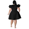 thumbnail image 4 of AURA Plus Size Ruffle Sleeve Maxi Swing Dress Solid Color Summer Casual Street Style, 4 of 8