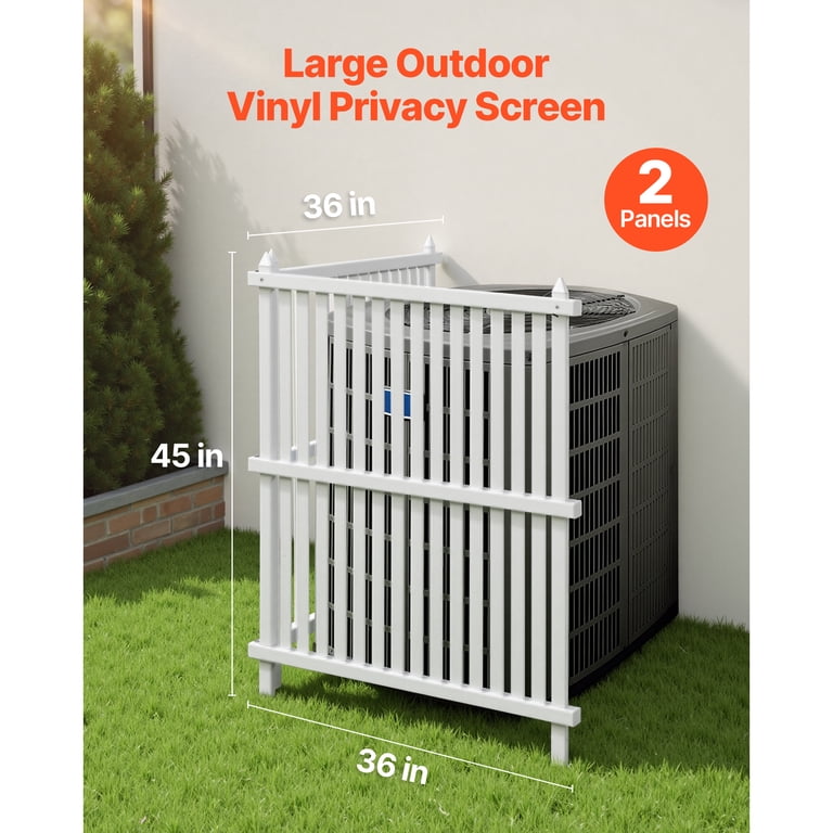 KFFKFF Vinyl Privacy Screen Fence, 2 Panels with Ground Stakes, White photo 2