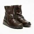 thumbnail image 3 of Fly London Womens Brown MON944 Leather Wedge Heel Ankle Zip Up Chelsea Boots, 3 of 8