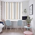 thumbnail image 5 of Beige Grey Striped Kitchen Curtains 63 Inch Length, Minimalist Farmhouse Stripe Grommet Top Bedroom Living Room Curtains, Light Filtering Cafe Curtain Drapes 2 Panels Set 104''x63'', 5 of 9