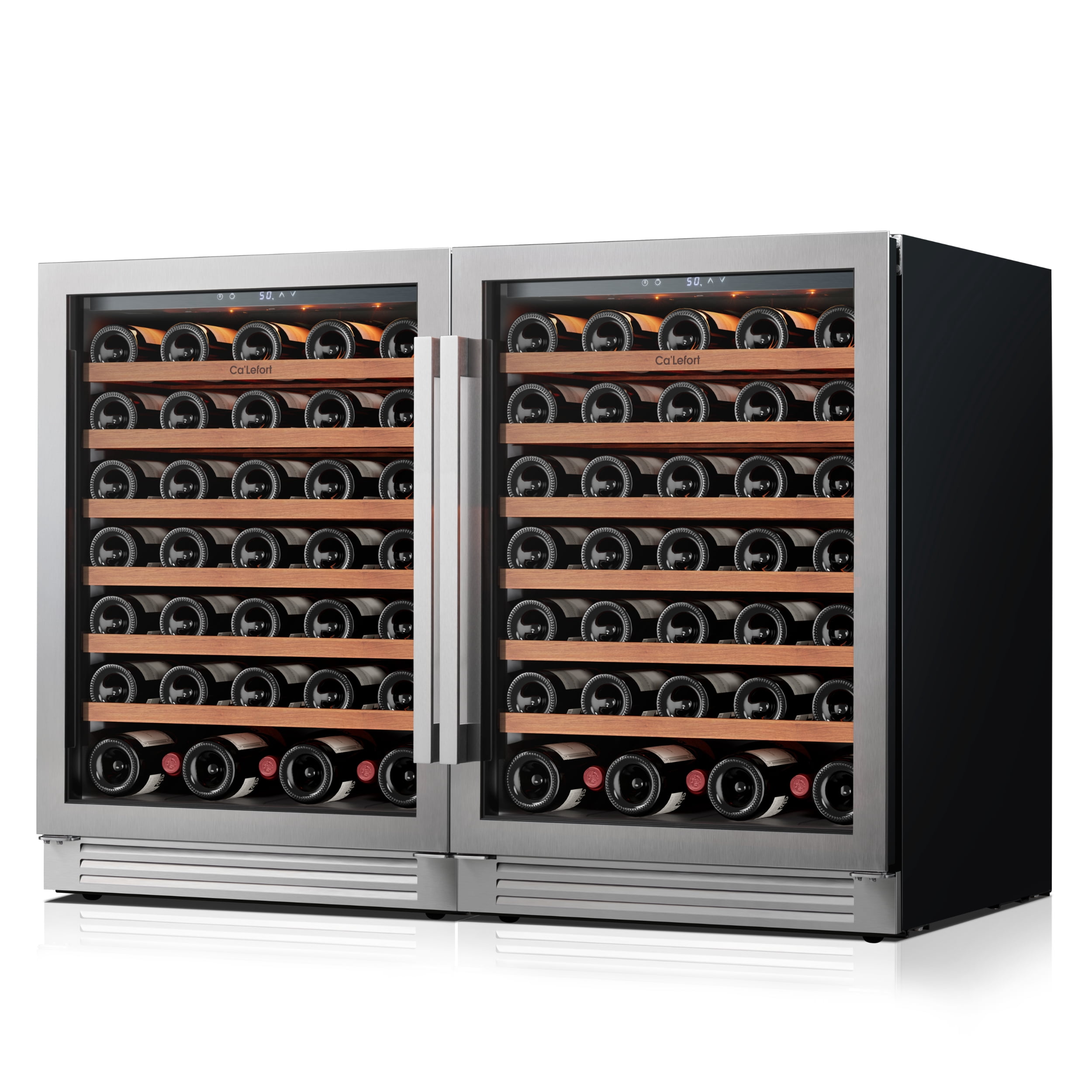 Ca'Lefort Wine Fridge,108 Bottle Dual Zone Wine Cooler Refrigerator,Freestanding & Built-in with Stainless Steel frame for Kitchen Office