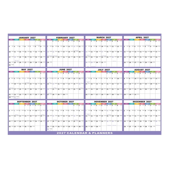 BUDAO00 2027 Dry Erase Wall Calendar, 35 x 23 Inch Large 12 Month Full Year Planner, Double Sided Hanging Organizer for Home Office, Meetings, Deadlines and Family Schedule