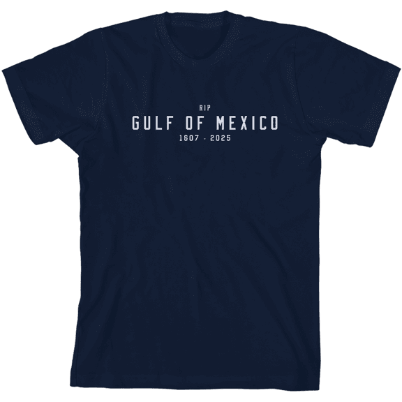 RIP Gulf of Mexico 1607-2025 Youth Navy Blue Crew Neck Short Sleeve Tee-XL
