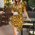 thumbnail image 3 of Logiee Bright Shiny Golden Print Womens Summer Dress,Casual Short Sleeve Sundresses,Beach A-line Shift Dress with Pockets, 3 of 5