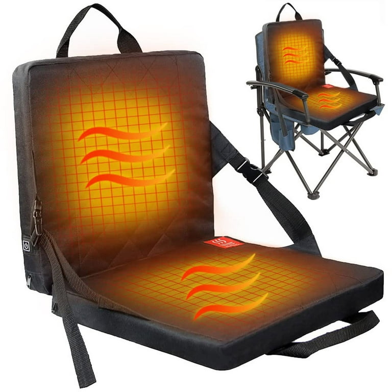 Lslpin Extra Wide Heated Stadium Seat, Portable Stadium SEATS for Bleachers, Foldable Heating Pad Stadium Cushions with USB Battery Pack, Heated