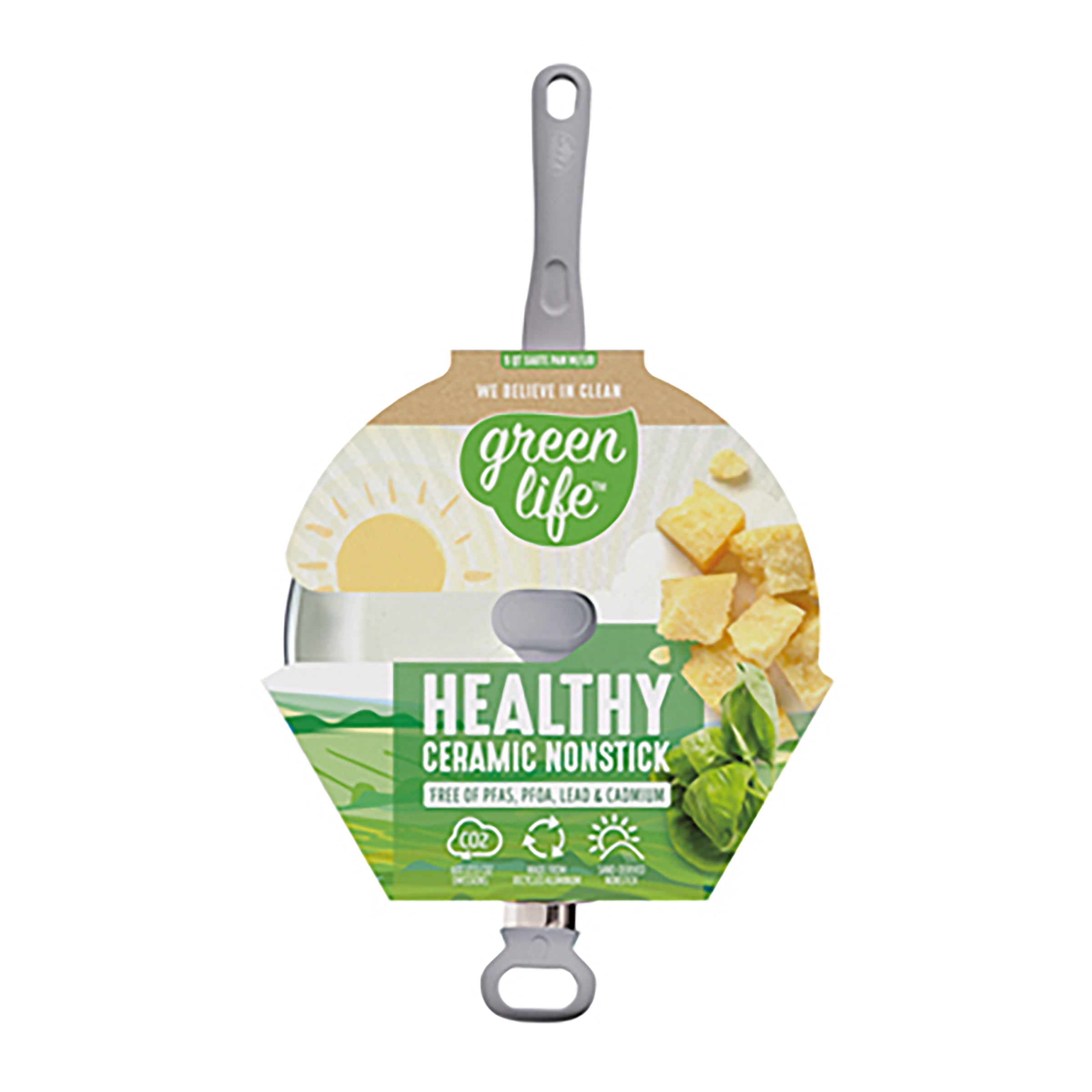 GreenLife Savory Ceramic Nonstick Gray 5 Quart Saute Pan