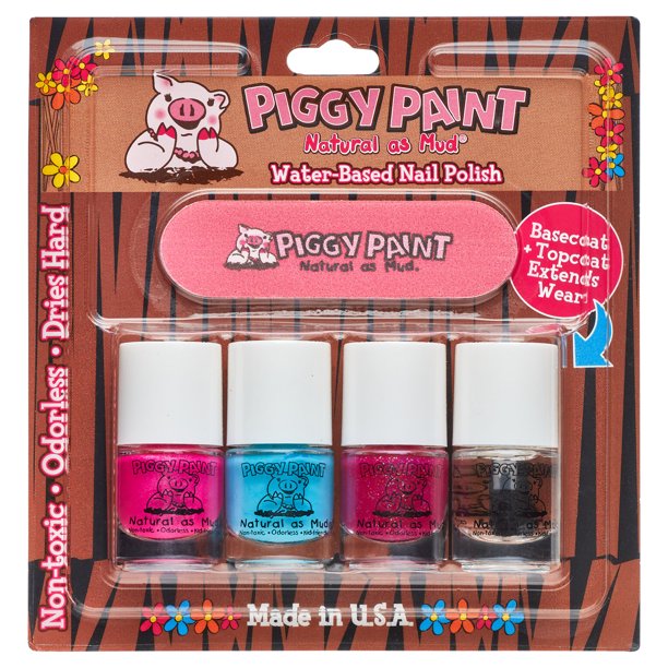 Piggy Paint Four Pack Nail Polish Set LOL, Seaquin, Glamour Girl