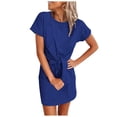 thumbnail image 2 of Gspmoly Robe pour Femme, Robe Décontractée et Tendance pour Femme à Col Rond Coloré avec Lien, Manches Courtes, Robe de Cocktail, Cadeaux de Vacances, 2 of 3
