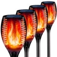 thumbnail image 2 of Clearance! 4pc Flame Solar Light 12 LED Outdoor torch Light with Realistic Dancing Flame Effect Suitable for Garden Yard and Decoration and Lighting Garden Lamps,Red, 2 of 9