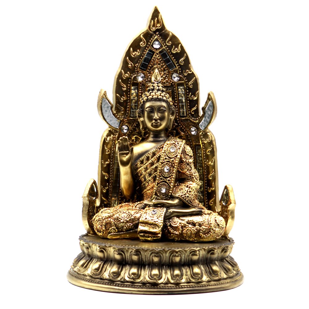 11 Inches Large Brass Color Golden Gautam Buddha Statue