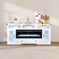 thumbnail image 2 of HARBOURSIDE Fireplace TV Stand up to 80" TVs, 42" Electric Fireplace TV Console, LED Lights and Glass Door Entertainment Center with Remote Control, White, 2 of 8