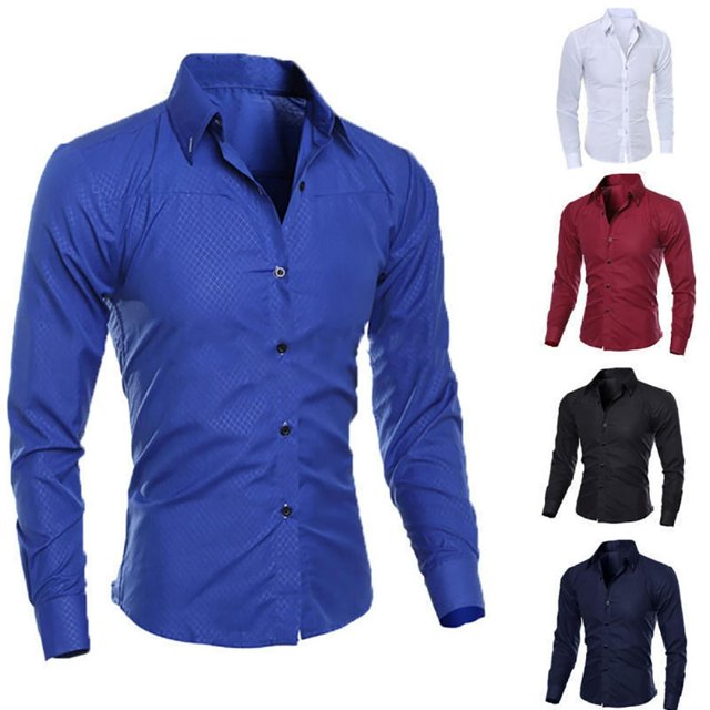 EIMELI Chemise Homme Manches Longues Ajustée Boutonnée pour Travail Formel Décontracté