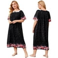 thumbnail image 6 of Women's Plus Size Long Nightgowns Floral Print Short Sleeve Long T-Shirt Lounger House Dress Casual Loose Nightshirts, XL-4XL, 6 of 8