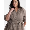 thumbnail image 4 of Terra & Sky Women’s Plus Mini Dress with Elbow Length Puff Sleeves, Sizes 0X-5X, 4 of 5