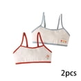thumbnail image 1 of AJZIOJIRO 2PCS Kids Girls Trim Bralette Bra Teens Rib Spaghetti Strpa Sleeping Bras, 1 of 9