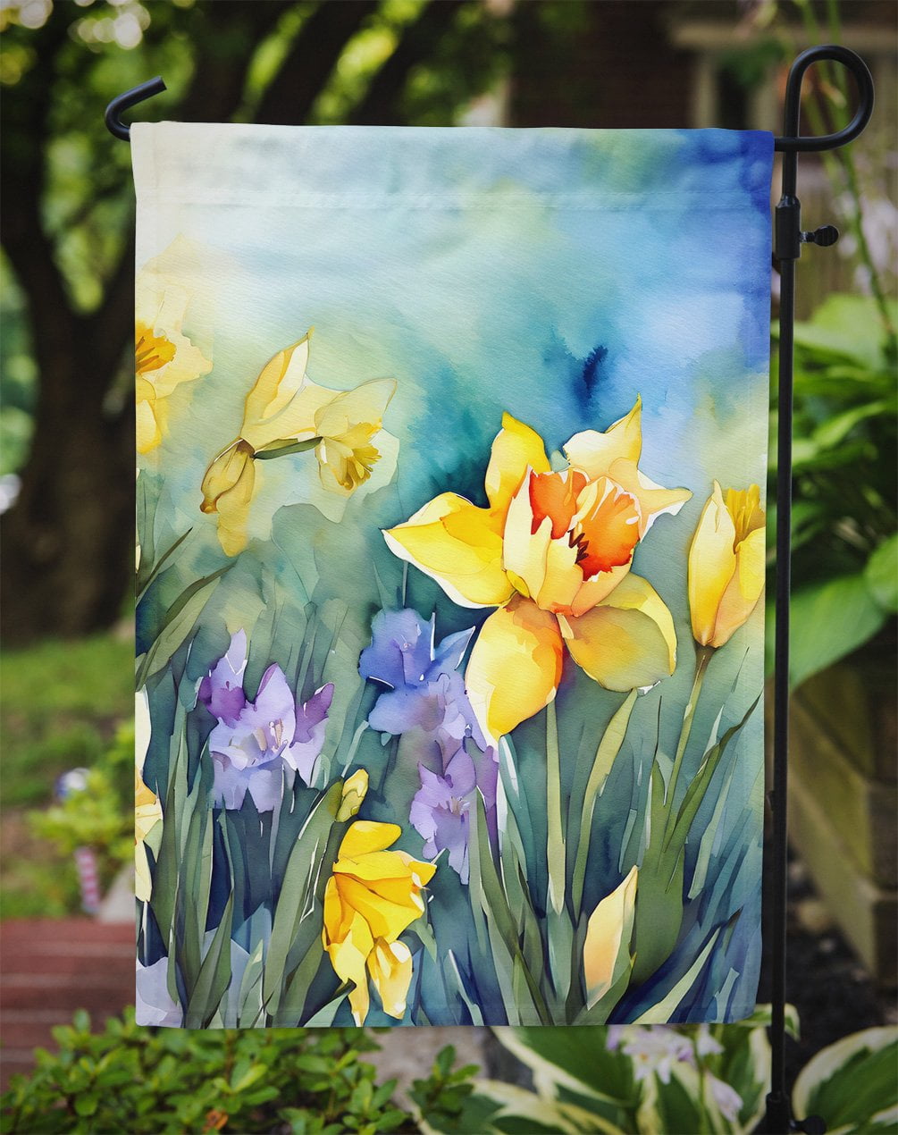 Daffodils in Watercolor Garden Flag 11.25 in x 15.5 in