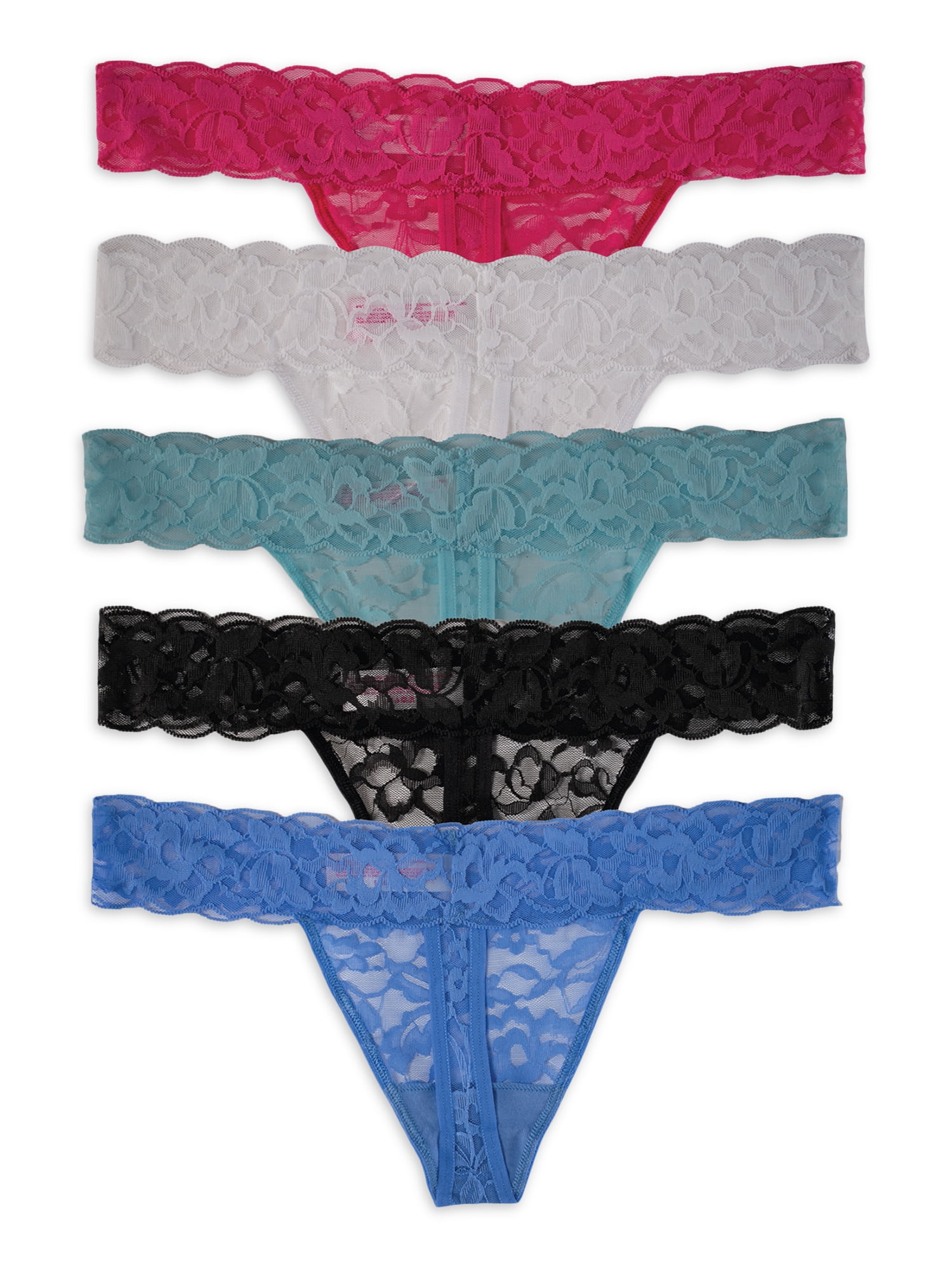 No Boundarie's Women's Lace Thong Panties, 5-Pack