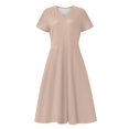 thumbnail image 5 of Mlqidk Shirt Dresses for Women V Neck A Line Casual Plus Size Long Dresses Short Sleeve Flowy Sundresses Wedding Guest Beach Clothes Camel M, 5 of 6