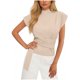 thumbnail image 2 of Camisas de Manga Corta para las Mujeres Casual V-Cuello Plegado Vendaje Suéter Blusa, Ligero Top de Verano, 2 of 6