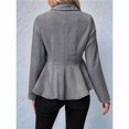 thumbnail image 4 of Blazer Elegante para Mujer, para Oficina, Trabajo, Negocios, Chaqueta con Dobladillo Peplum, Abrigos de Abiertos Al Frente Gris S, 4 of 9
