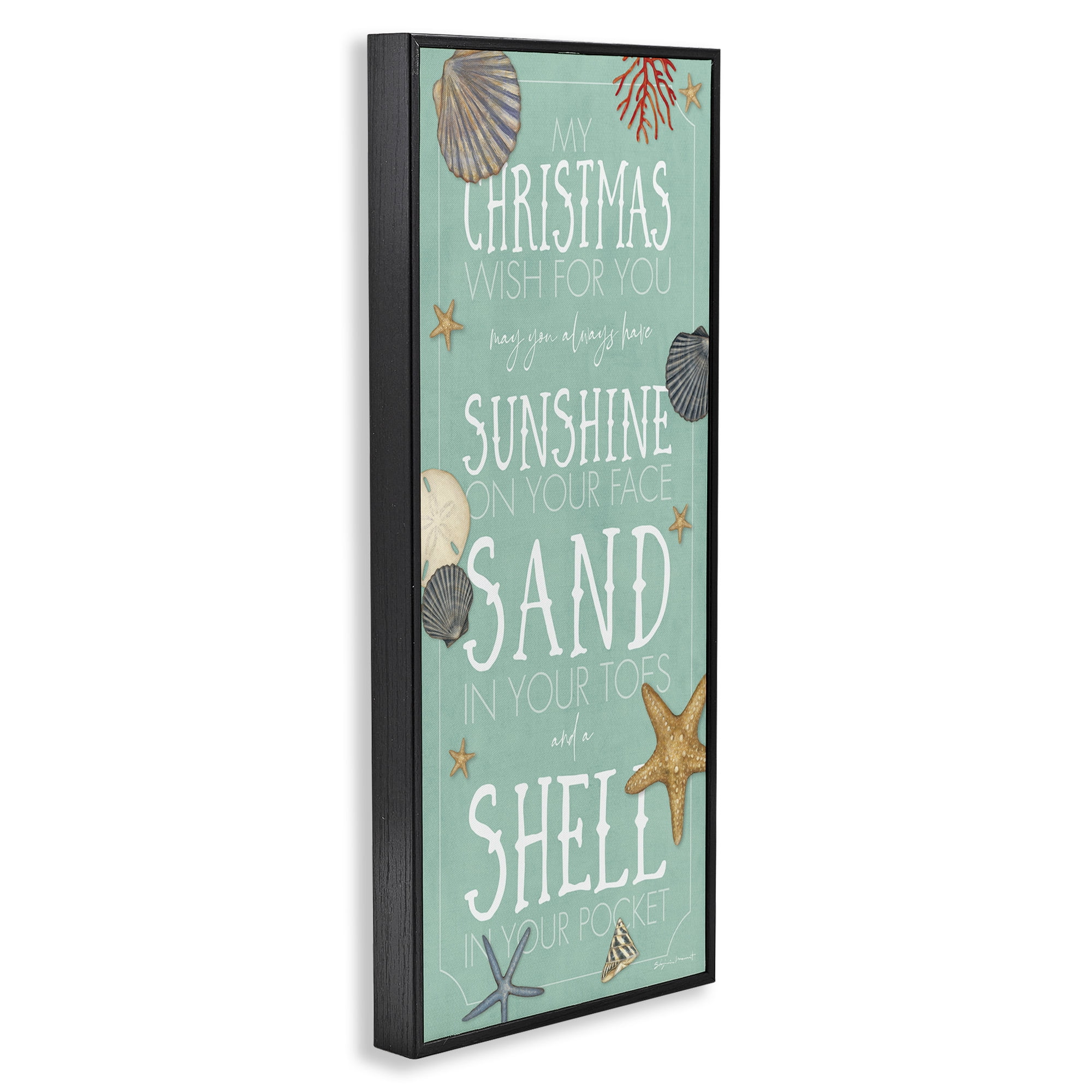 Stupell Industries Wish For You Christmas Phrase Holiday Painting Black Framed Art Print Wall Art, 13 x 30