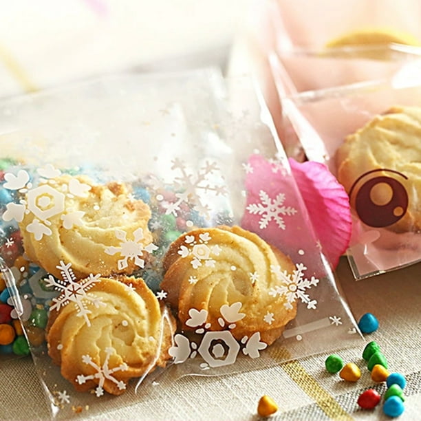 100PCS Clear Christmas Gifts Bake Cookies Biscuit Candy Selfadhesive