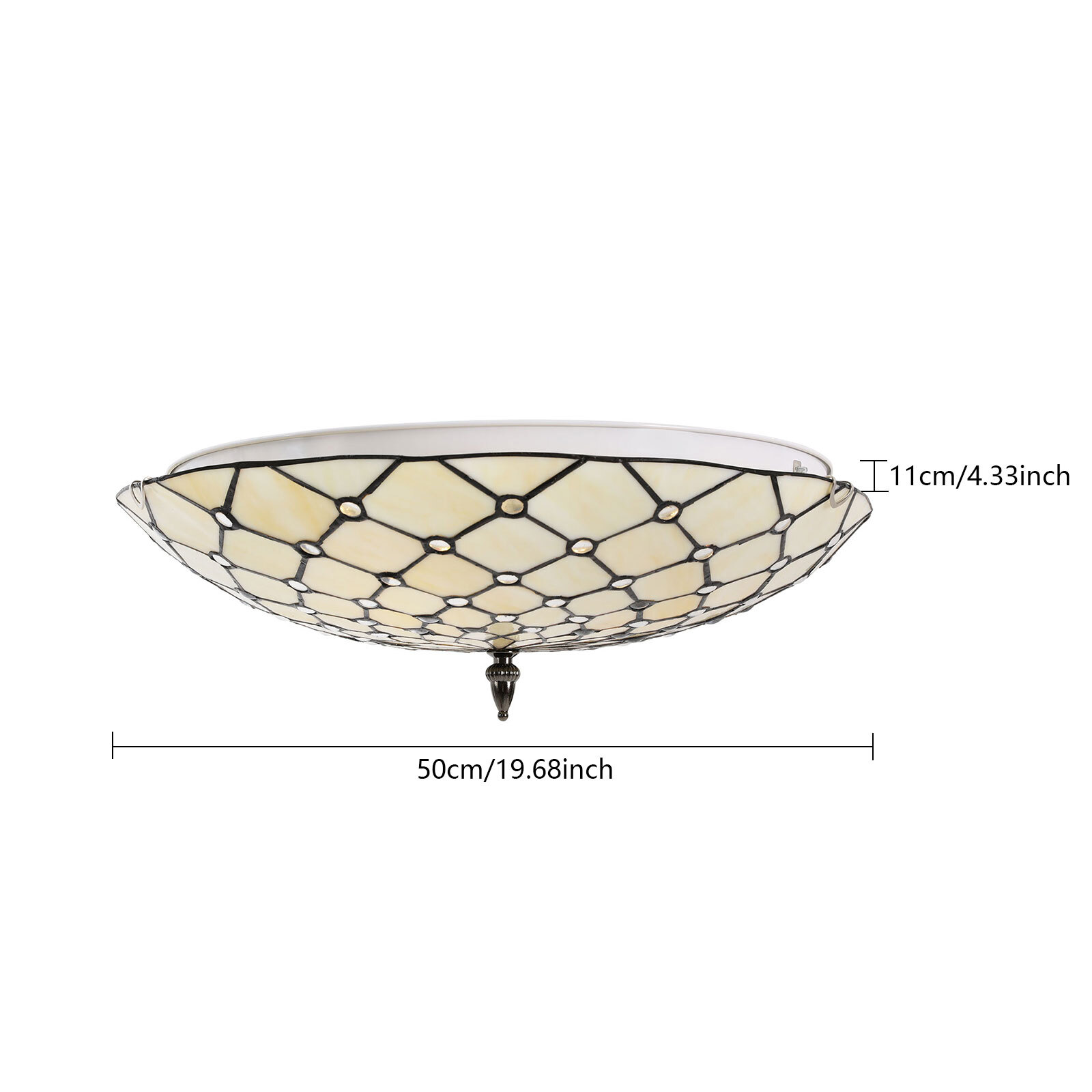4-Light Classic Ceiling Light Flush Mount Wide Stained Glass Ceiling Light 110V