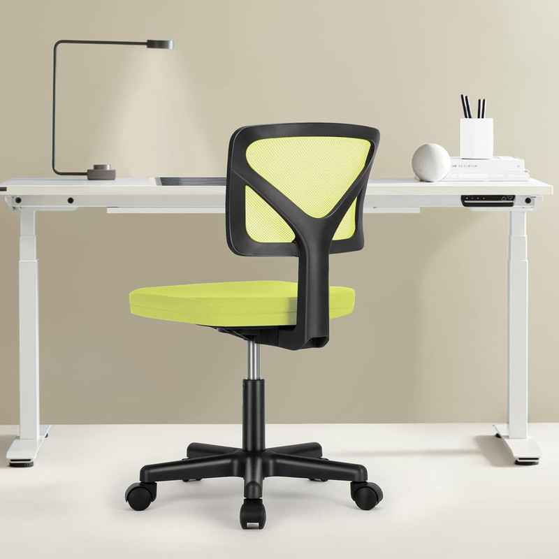 Beddle Armless Office Chairwith Lumbar Support, Low-Back Ergonomic Swivel Mesh Desk Chair, Comfortable Seat for Home Office or Study, Gray