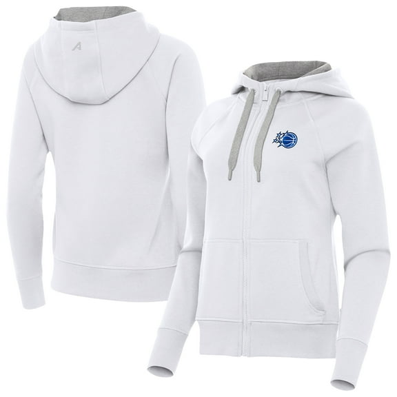 Women's Antigua White Orlando Magic New Logo Victory Full-Zip Hooded Sweatshirt