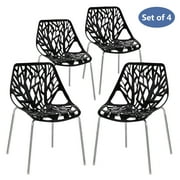 Ktaxon Dining Chairs (Set of 4) Modern Nest Style Lounge Chairs Kid-Friendly Birch Chairs, Stackable Modern Chair Black