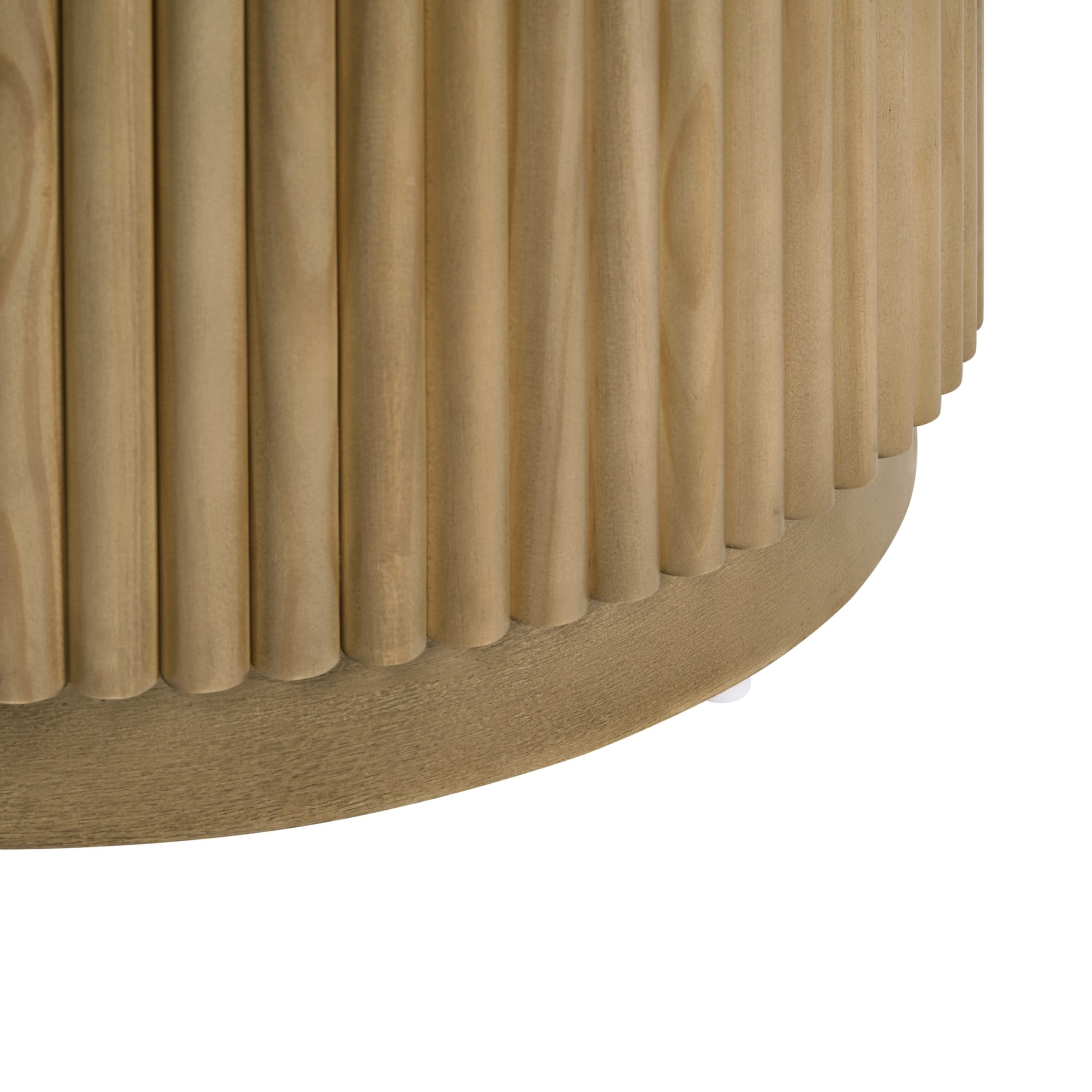 Christopher Knight Home Modern Round Fluted Side Table with Drawers, Tambour Wood Nightstand, Natural