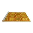 thumbnail image 2 of Ahgly Company Machine Washable Indoor Round Abstract Yellow Modern Area Rugs, 5' Round, 2 of 4