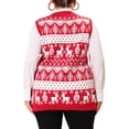 thumbnail image 3 of Unique Bargains Juniors' Plus Size Houndstooth Vest V Neck Loose Knitted Sweaters 2X Red, 3 of 6