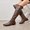 BROWN/PU, variant on Women's Over The Knee High Low Block Heel Riding Boots Fashionable Comfortable Autumn Winter Shoes