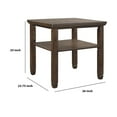 thumbnail image 5 of Saltoro Sherpi Plank Style End Table with Open Bottom Shelf and Tapered Feet, Brown, 5 of 5