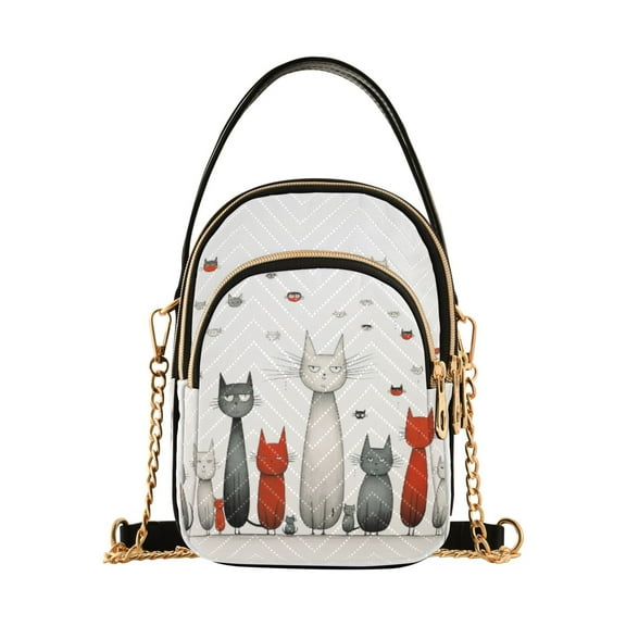 ALAZA Chain Crossbody Bags for Women Cartoon Cat Shoulder Handbag Phone Purse