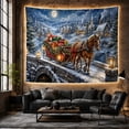 thumbnail image 6 of Horse Pulling Red Sleigh Across Stone Bridge, Cozy Vintage Style for Horse Lovers, Festive Wall Art, Christmas Gift Tapestry Wall Hanging for Living Room and Entryway, 6 of 7