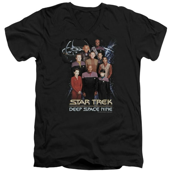 Star Trek Ds9 Crew Adult V-Neck T-Shirt Black