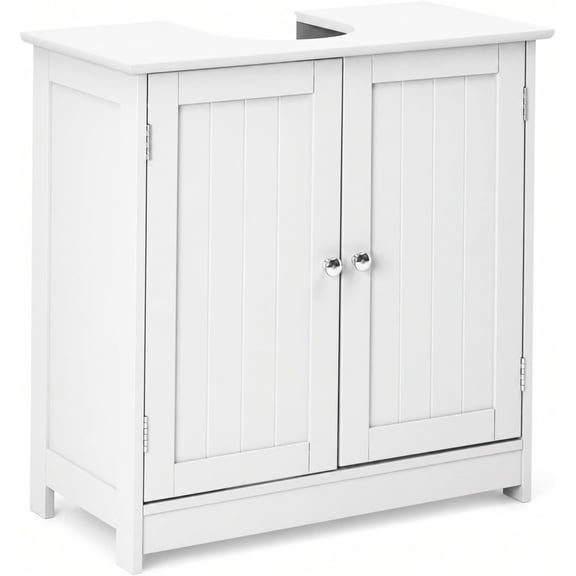 HarmonyStrings  Pedestal Sink Storage Cabinet with 2 Doors Traditional Under Sink Cabinet Bathroom Space Saver Organizer with Adjustable Shelf-White