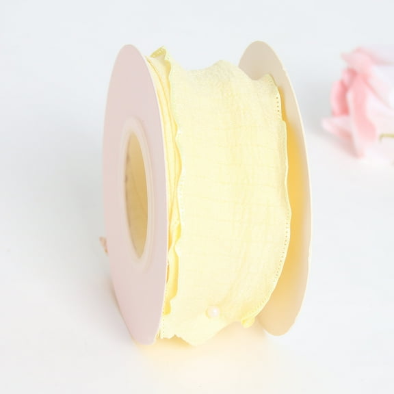 XmhyTop-A Yellow Ruffle Ribbon 9 yards Polyester Trimming Ribbon, Wrinkled Wave Edge for Christmas & Wedding Decor,Width: 4cm